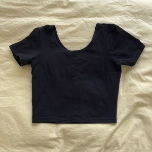 American Apparel black short sleeve crop top, Size Small